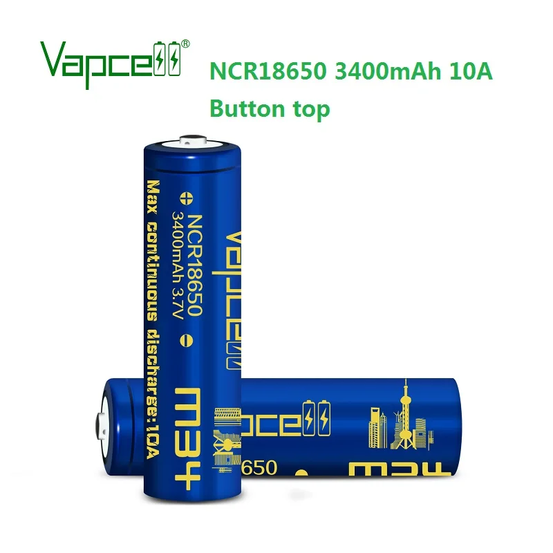 Оригинальный литий ионный аккумулятор Vapcell 18650 3400 мАч 10 А M34 Rewrap Tesla NCR18650 батарейки