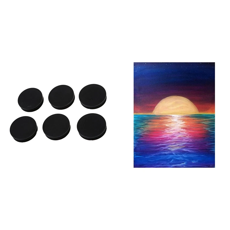

6 Pcs Black Plastic 50Mm Dia Round Tubing Tube Insert Caps & 1 Set DIY 5D Diamond Painting Set