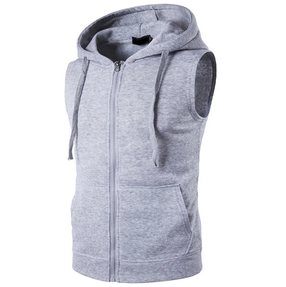 Свитшот мужской без рукавов на молнии худи куртка с карманами одежда черного