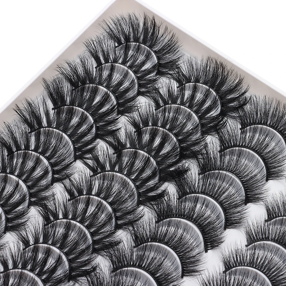 

20 Pairs 3D Faux Mink False Eyelashes Fluffy Volume Natural Long Black Handmade Resuable Lashes Extension Makeup Tools Beauty