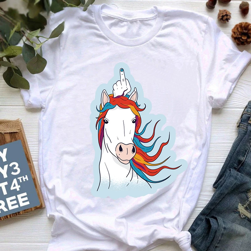 

Middle Finger Cartoon Printing Women Tshirt Streetwear Casual Short Sleeve Tops Tees Girl Gift tshirt Female O-neck Clothes