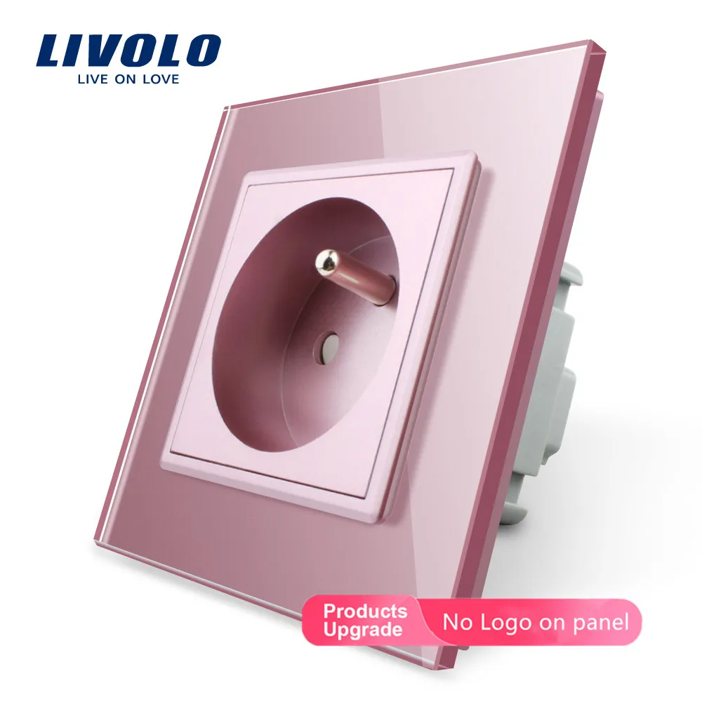 Livolo новая розетка, французская стандартная настенная розетка, VL-C7C1FR-11, белая кристальная стеклянная панель, AC 100~ 250V 16A, без логотипа