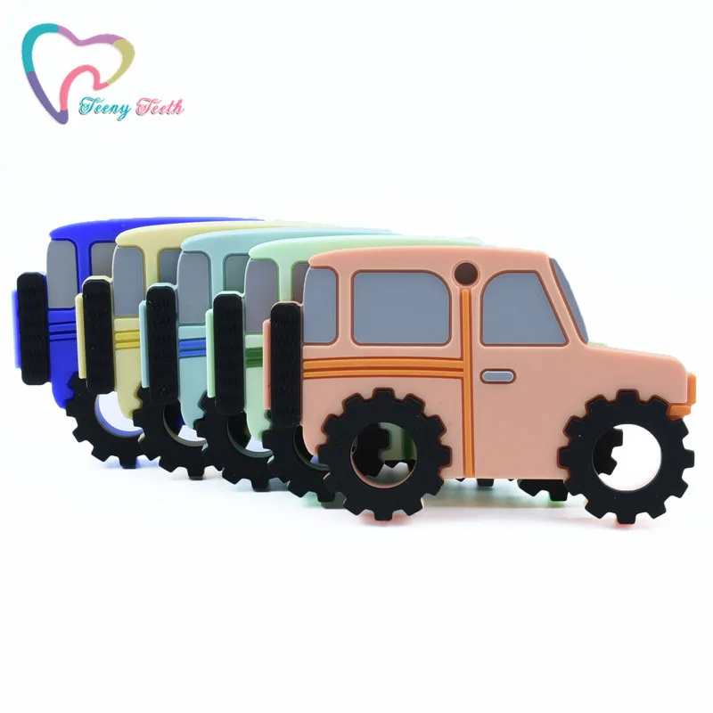 

20 PCS BPA Free DIY Silicone Car Teether Baby Shower Chewable Jeep Pendant Nursing Sensory Pacifier Dummy Toy Gfit Car Teether