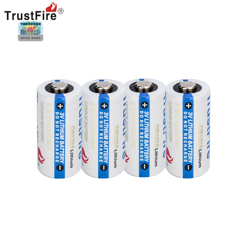 4 шт./лот TrustFire неперезаряжаемая CR123A 123A 3В 1400 мАч одноразовая 16340 литиевая батарея