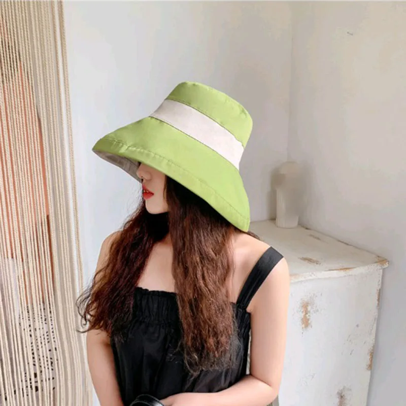 

New Solid Color Hat Women Summer Super Wide Brim Sun Uv Protection Fisherman Cap Korea Bucket Hat Casual Beach Hats Foldable