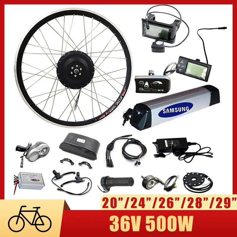 

36V 500W Electric Bike Kit Samsung 36V 10/12AH Battery Ebike Kit for 20" 26" 700C 28" Motor Wheel ebike Kit bicicleta electrica