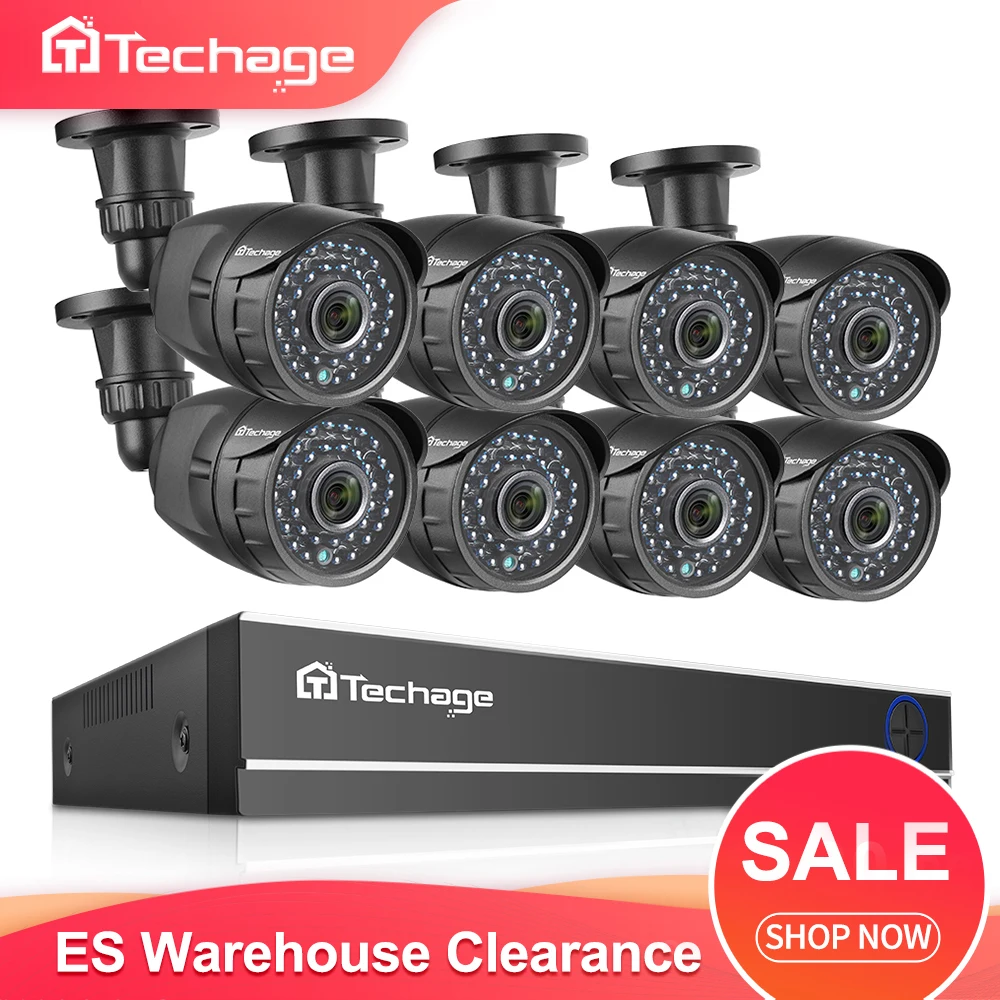 Камера видеонаблюдения Techage 8 каналов 1080P AHD водонепроницаемая инфракрасная с