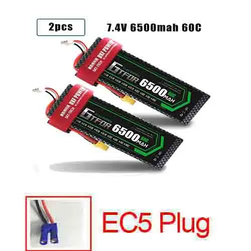 GTFDR 2 шт. 2S 7,4 V 6500 мА/ч, 6000 мА/ч, 50C 60C 120C Lipo Батарея RC Запчасти на колесиках TRX AKKU для TRX TRX4 1/10 автомобиль Радиоуправляемый Дрон вертолет - Цвет: 2PCS6500HARDEC5
