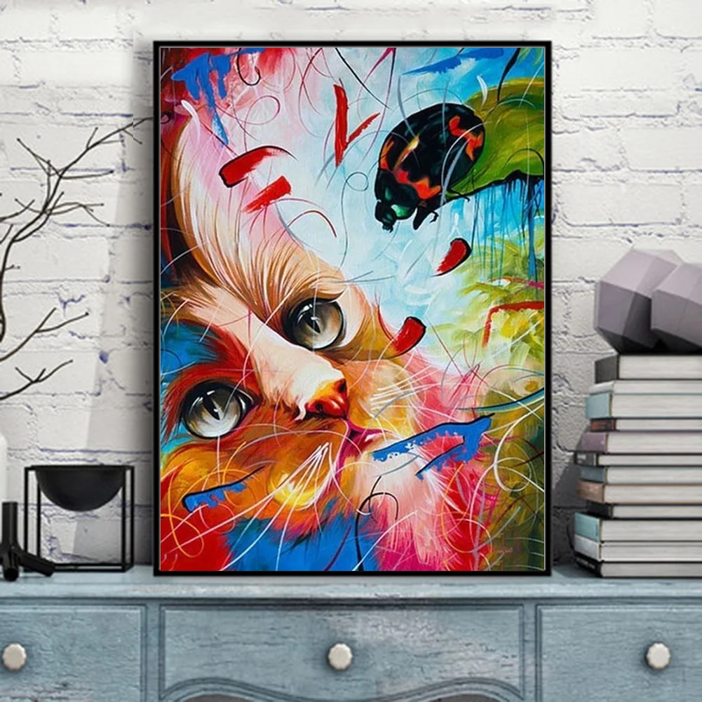 Полный набор алмазной мозаики 5D для вышивки крестиком кошки которая выглядит как