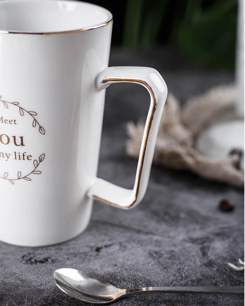 Керамическая кружка высокого качества с золотым рисунком Офисная керамическая