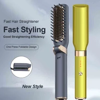 foldable 2in1 ionic hair dryer brush hair straightening smoothing brush hair waver comb hot fast heating anti scald brush