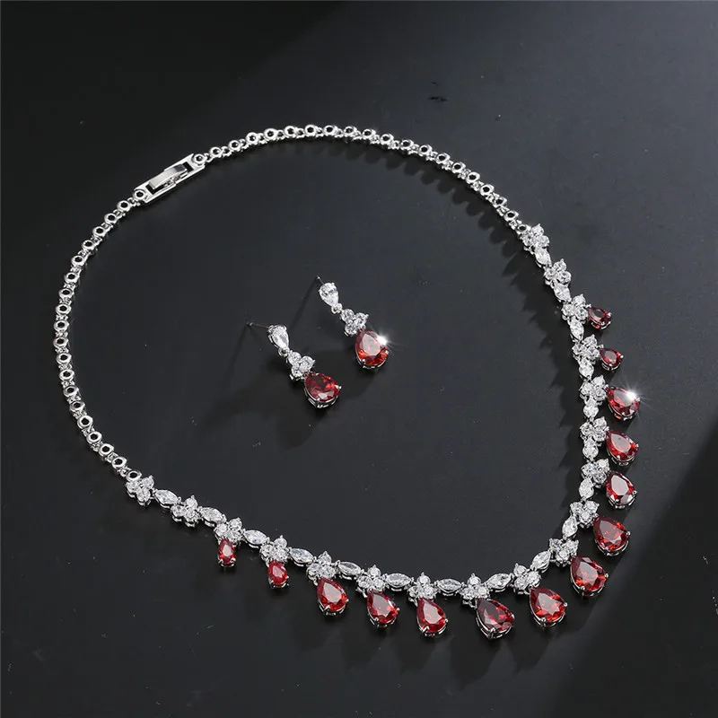 RAKOL Дубай Роскошные AAA кубический циркон капли воды свадебные серьги ожерелье для