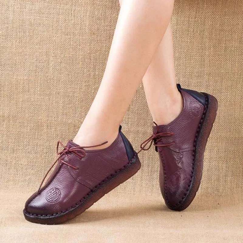 Туфли CEYANEAOWomen ручной работы натуральная кожа плоская подошва нескользящая обувь