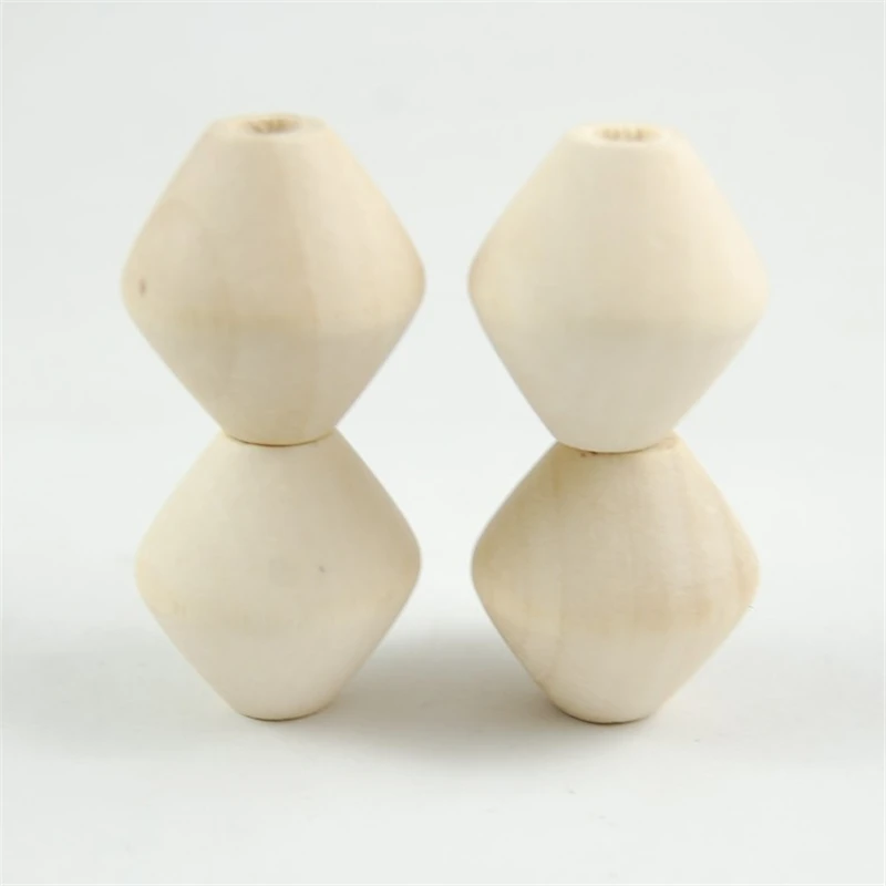 Бусины из натурального дерева в форме ромба с большим отверстием 15/24/30 мм