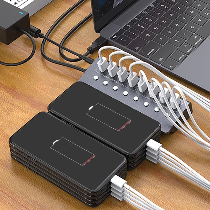 

69HA USB 3.0 Hub 7-Port 5V/3A Powered USB Hub, 5Gbps HighSpeed Data Transmission USB Splitter for Laptop, Mobile HDD and More