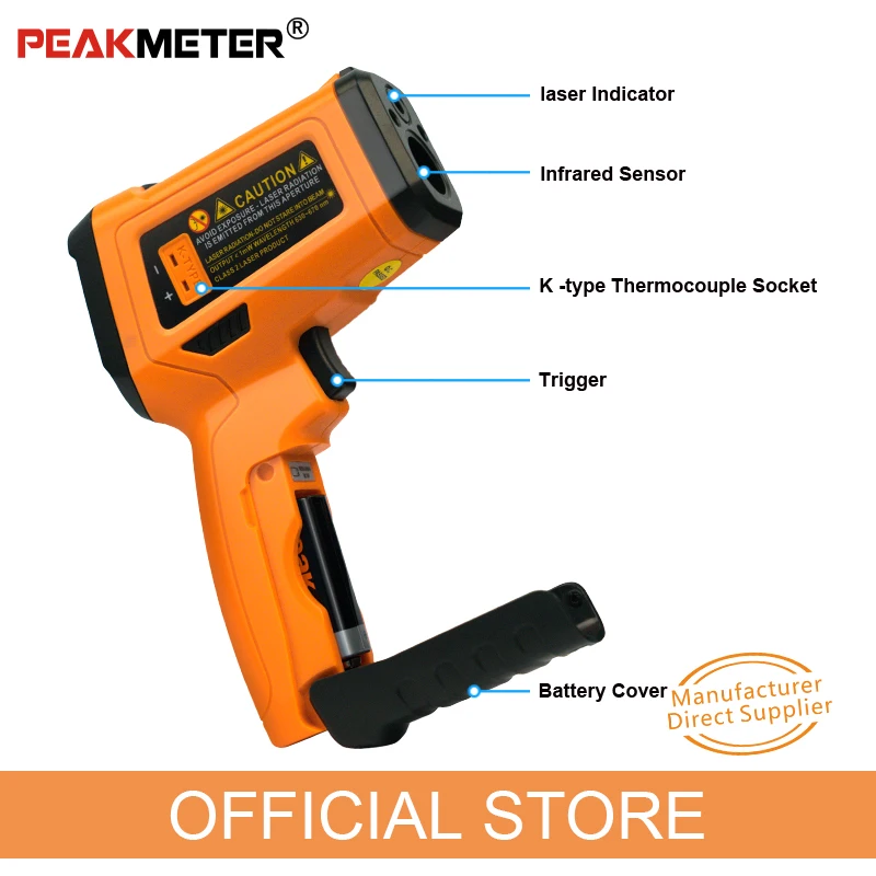 PEAKMETER PM6530D Ручной ИК инфракрасный термометр измеритель температуры пистолет 50 ~ 800