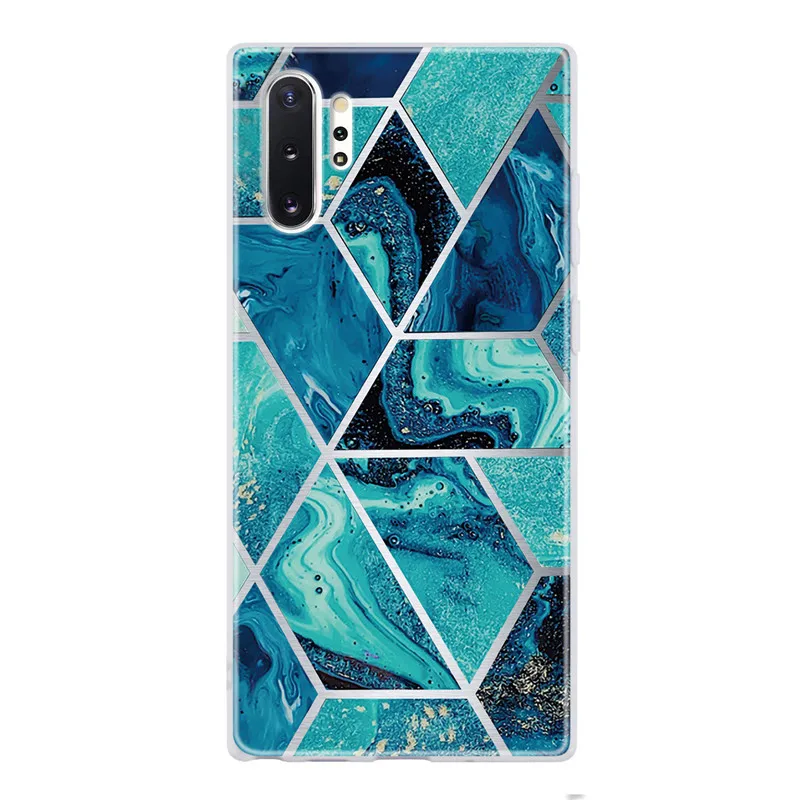 Покрытие с геометрическим рисунком Мрамор чехол для samsung Galaxy Note 10 плюс S8 S9 S10 S10E J4 J6 A6 A7 A8 A5 J3 J5 J7 Мягкий ТПУ чехол с мультипликационным рисунком - Цвет: Blue