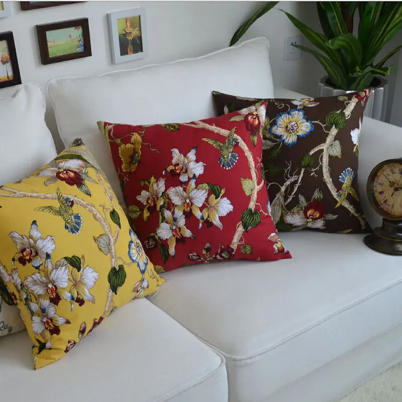 Роскошный чехол для подушки Европейский с изображением ярких птиц и цветов