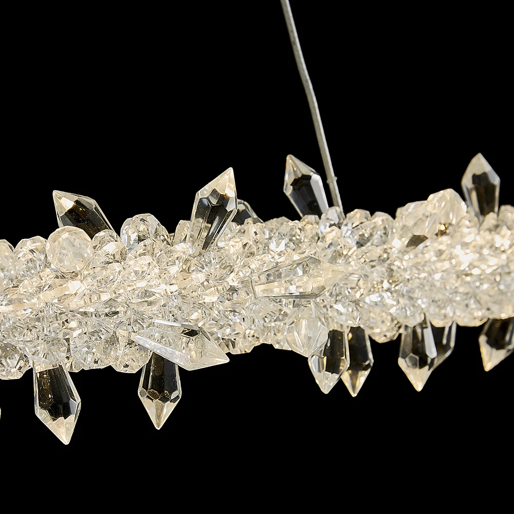 

Breif modern led chandelier for dining room kitchen island bar hanging crystal lamp home decor gold lighting fixtures