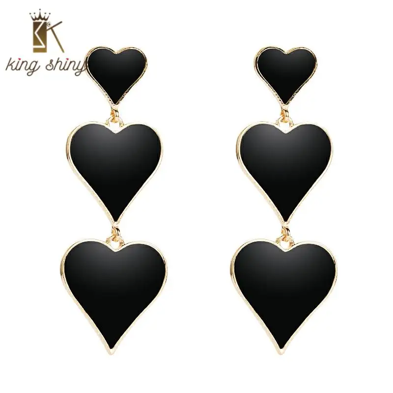 

Temperament Dropping Oil Heart Dangle Earring for Woman Vintage Multi Layers Statement Drop Earrings Girls Party Jewelry Brincos