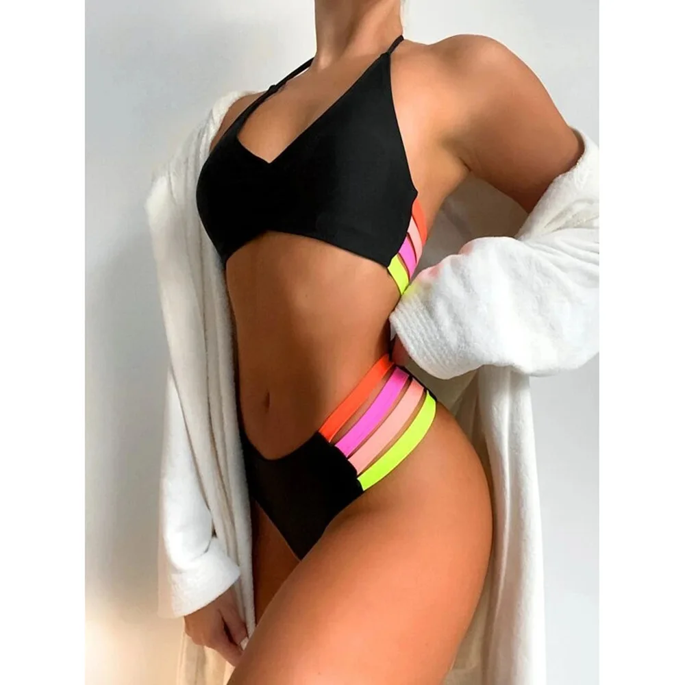 

2021 new bikini sexy bikini snake print fabric strappy swimsuit ladies swimwear new