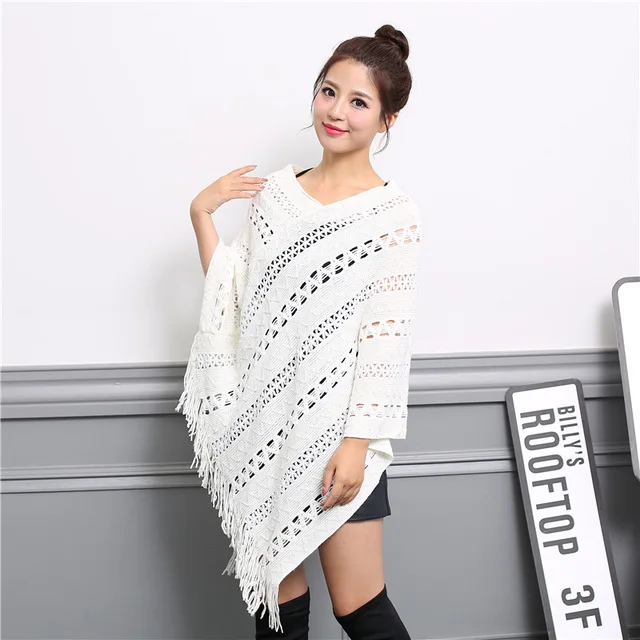 Асимметричное пончо и накидки Весенняя женская Свободная вязаная крючком