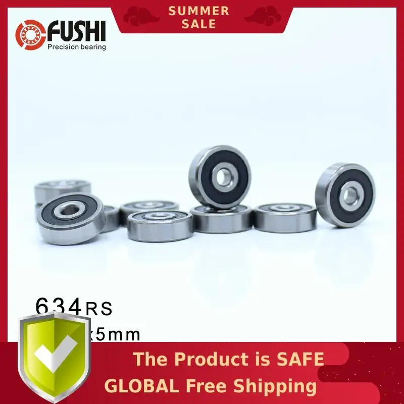 Фото 634RS подшипник 4*16*5 мм 10 шт. ABEC-1 класса R1640HH 634-2RS миниатюрный 634 RS шариковые подшипники №1