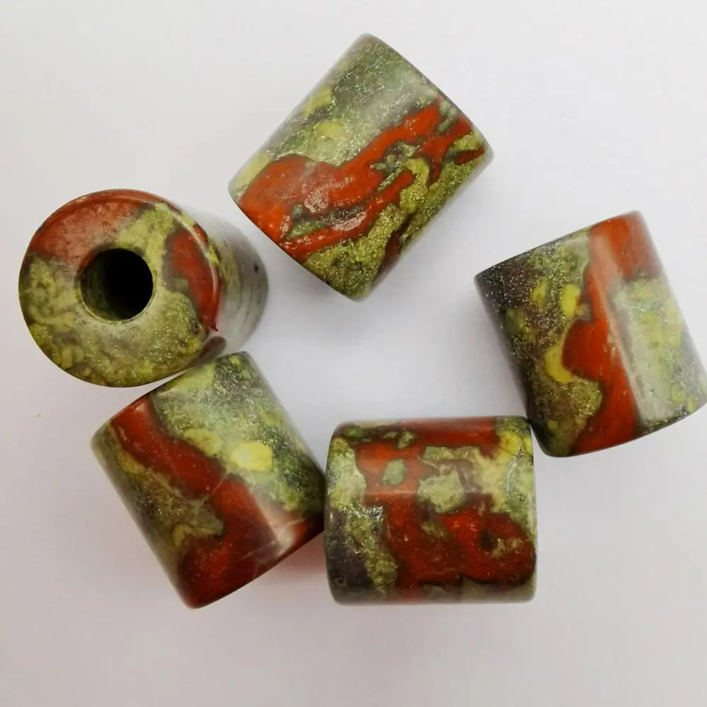 14MM Rhodonite Tigereye Crystal Green Aventurine Stone Big Hole Cylinder Pendant Jewelry Bracelet Necklace Findings (5 pcs/lot) | Украшения