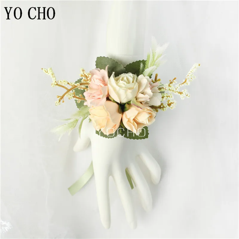 YO CHO Corsage искусственный цветок свадебная бутоньерка шелковые розы Мужская Брошь