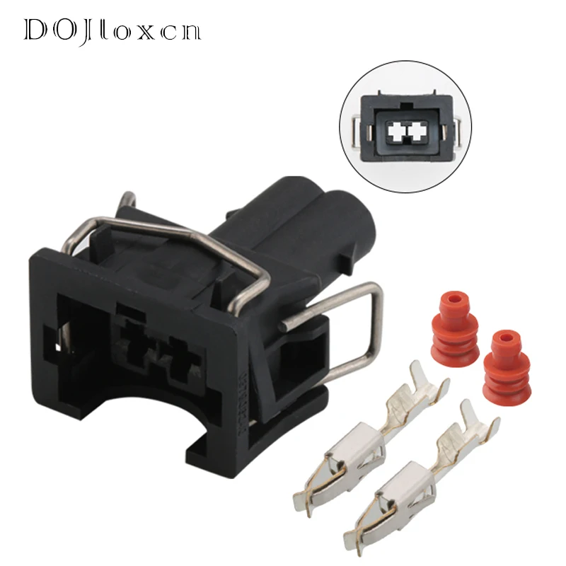 

1 Set 2 Pin Nissans Fuel Injector Sensor Black Connector Housing Female Plug Wiring Socket DJ7023-3.5-21 With Terminals