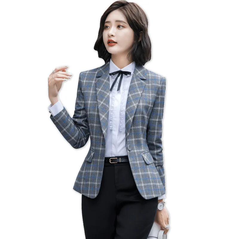 

Temperament spring and autumn plaid jacket small suit short female casual Korean style slim fit