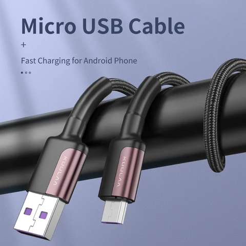 Micro USB кабель KUULAA, нейлоновый кабель для быстрой зарядки и передачи данных, 3 А, для планшетов Samsung, Xiaomi, LG, Android