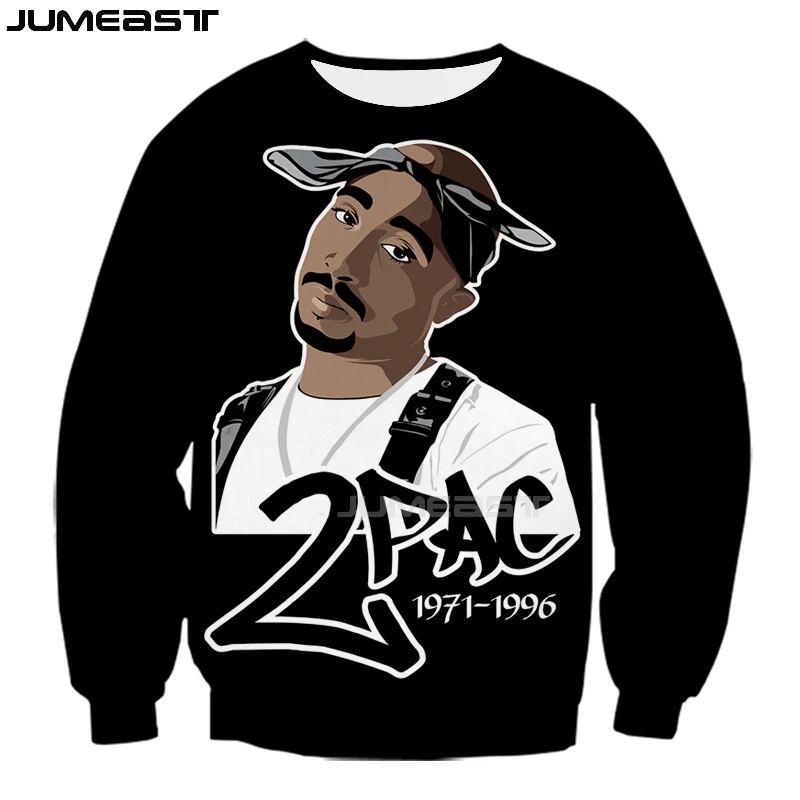 Jumeast мужская и женская трехмерная толстовка суперзвезда Тупак большие размеры