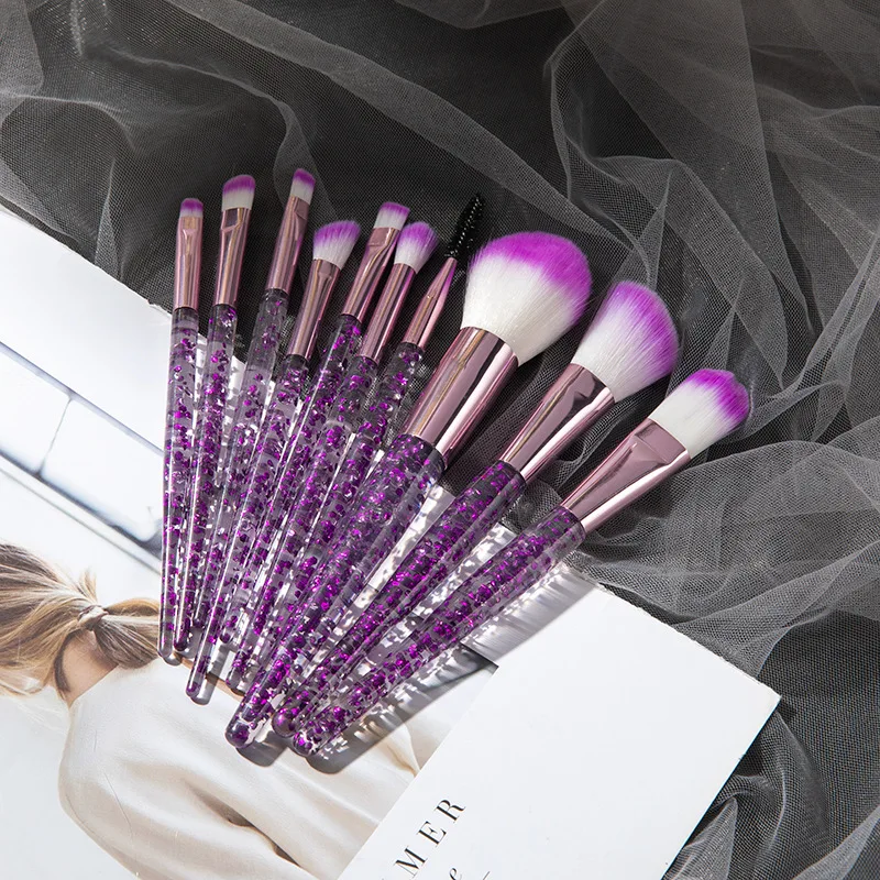 Dinorag Makeup Brushes 10pcs Eye Set Crystal Handle Powder Brush Face Concealer Tools | Красота и здоровье