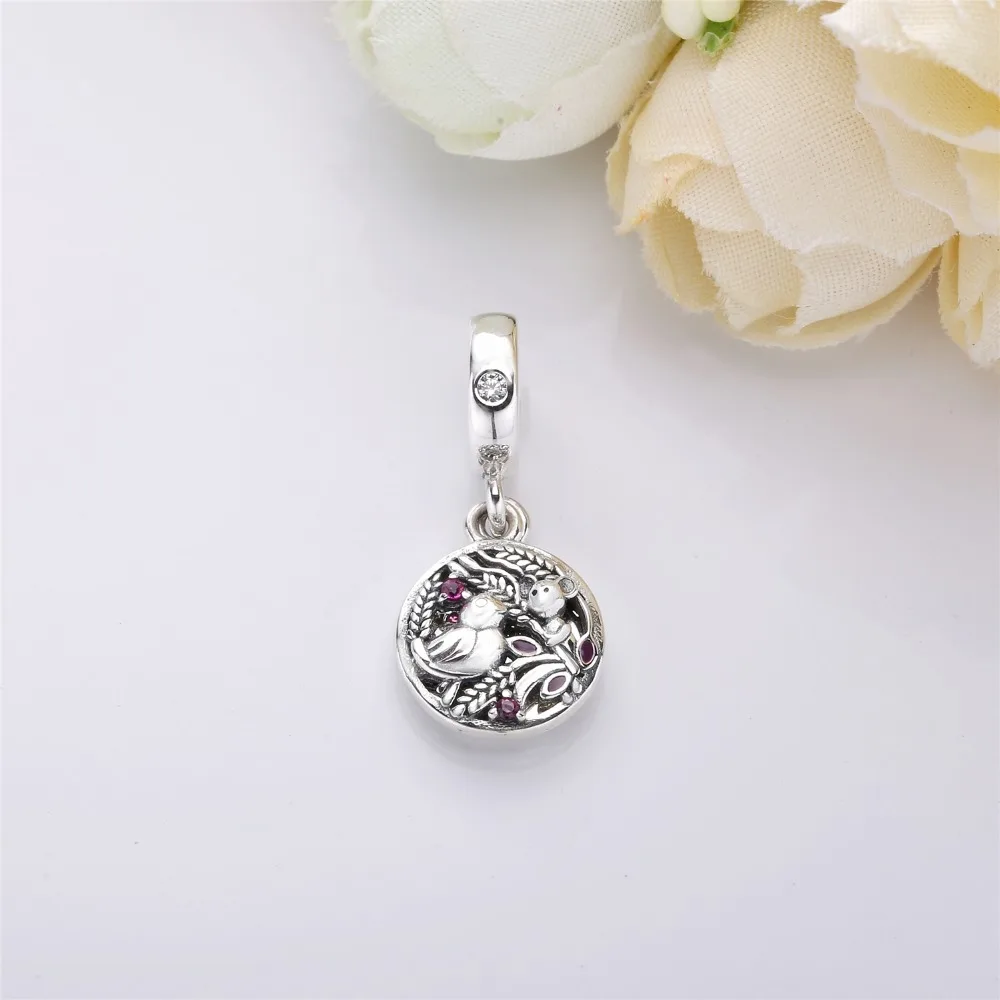 Женский браслет из серебра 925 пробы с птицами|Ювелирные шармы| |