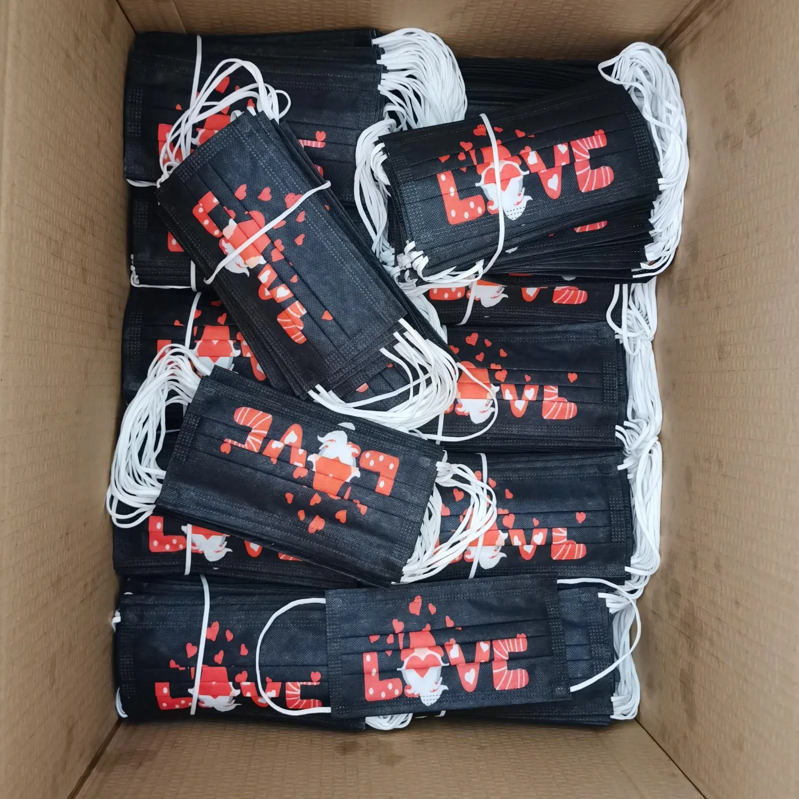 

50pc/100pc Valentine's Day Printed Adult Mask Disposable High Quality Masks For Protection 3Ply Earhook Mouth Cover Maschere