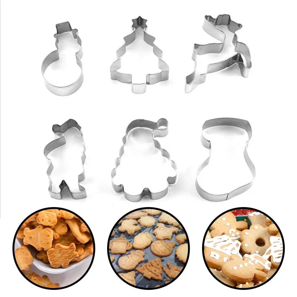 

6pcs Metal Cookie Chocolate Cutter Mould Biscuit Press Icing Chocolate Cake Pastry Kitchen Tool Angel Candy Cane Biscuit Mould