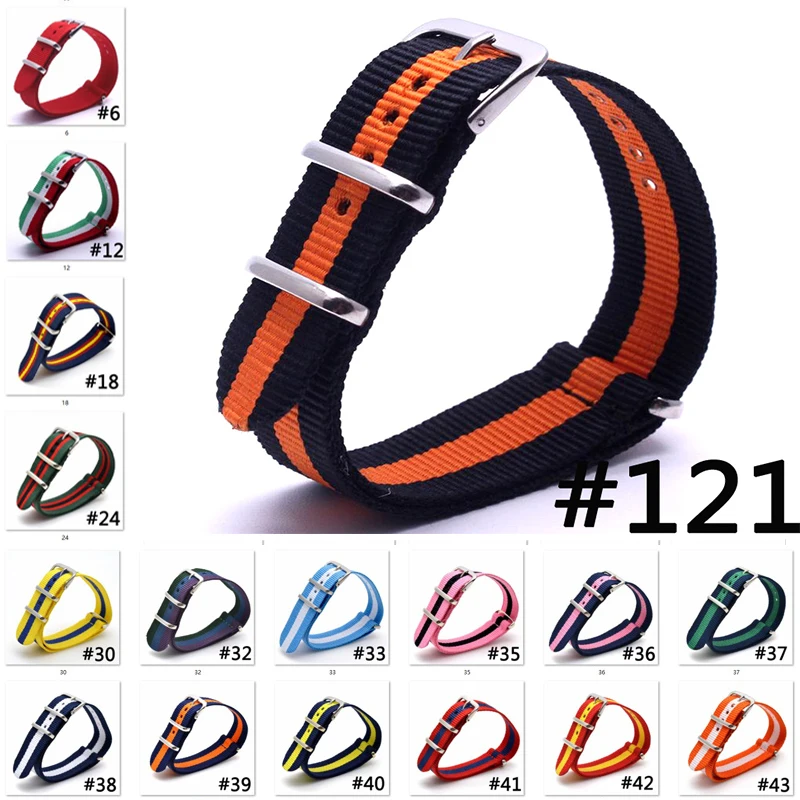 Ремешок Cambo для наручных часов оранжевый и темно синий армейский нейлоновый