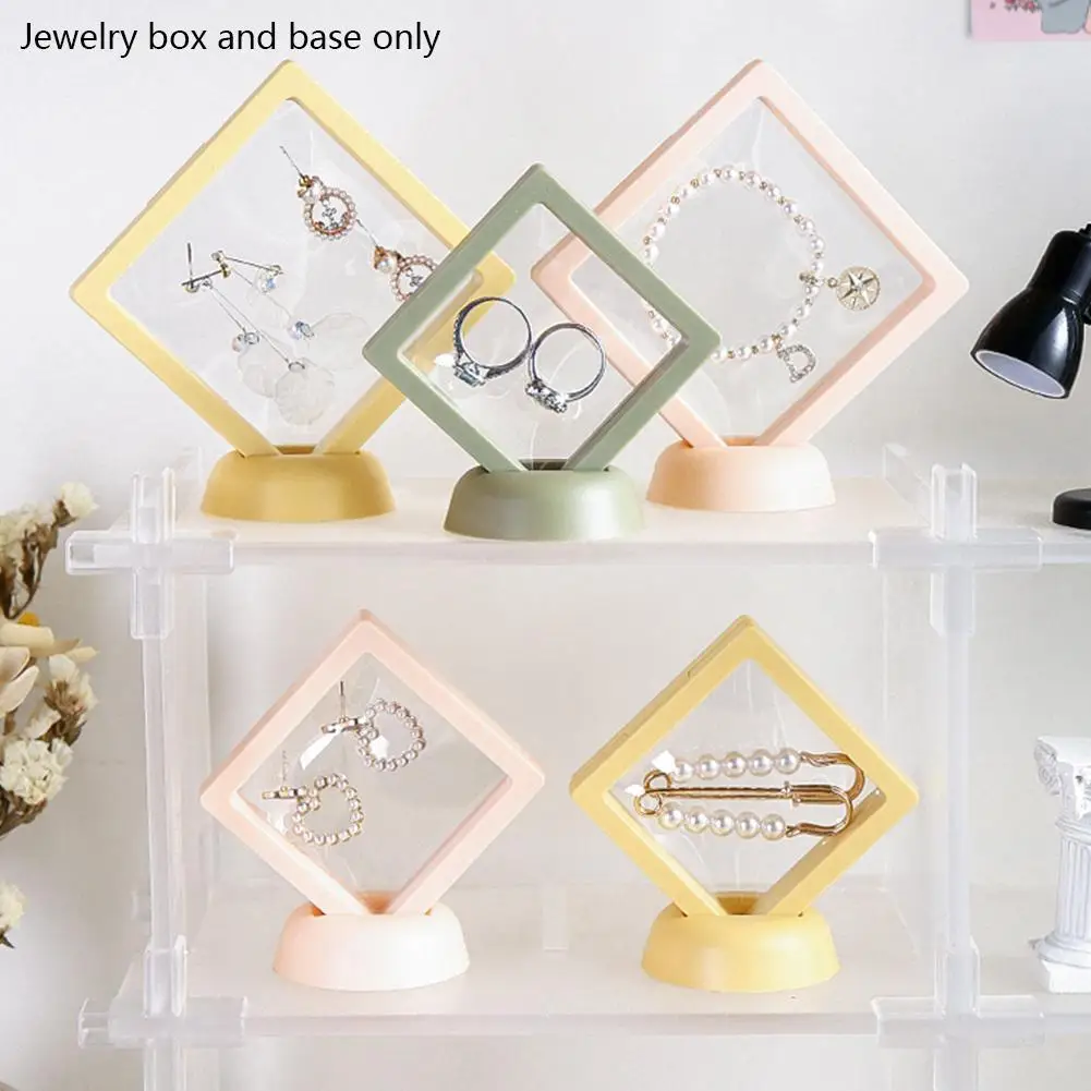 

Transparent PE Film Suspension Jewelry Display Box Frame Shadow Holder Jewellery Protective Case Stand Necklace Presentation Cas