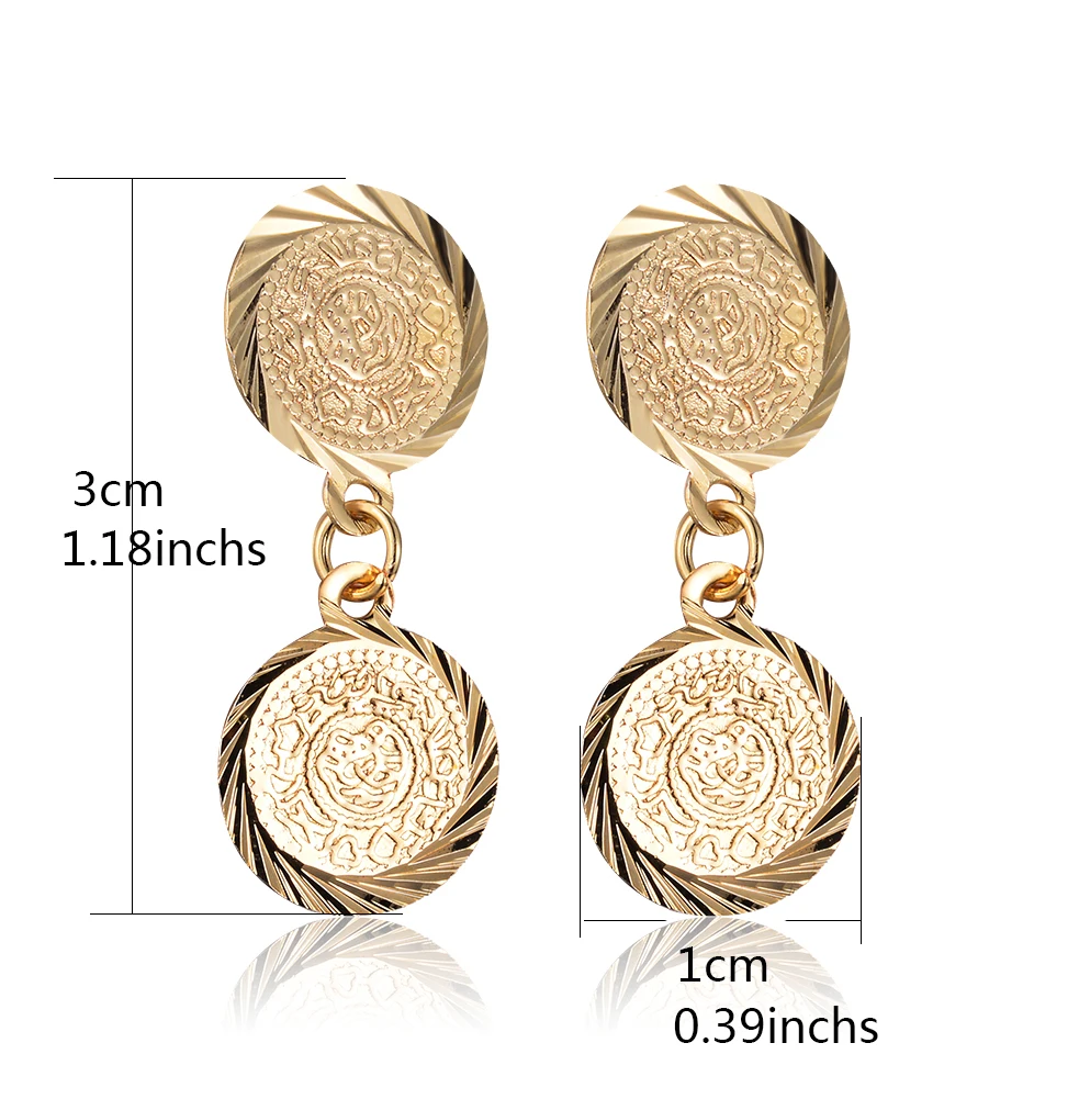 Золотые Винтажные серьги Wando в виде монет женская бижутерия подарок друзьям