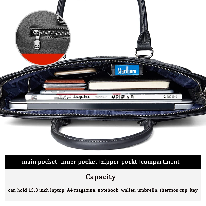 Bison Denim Genuine Leather Briefcases 14 inch laptop Bag Handbag Men's Business Office Crossbody Bag Messenger Shoulder Bags