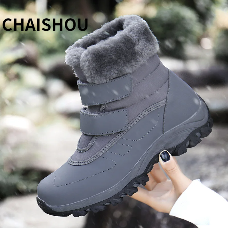

ST153 Designer winter Women Snow Boots Keep Warm Flat Non-slip Thick Plush Ankle Boots Lady Shoes Botas De Invierno Para Mujer