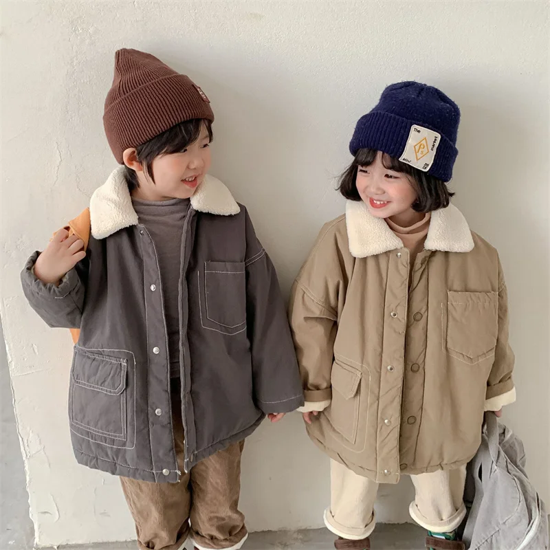 

Girls Baby's Kids Coat Jacket Outwear 2021 Beautiful Plus Thicken Spring Autumn Cotton Buttons School Outfits Fleece Teenage Chi