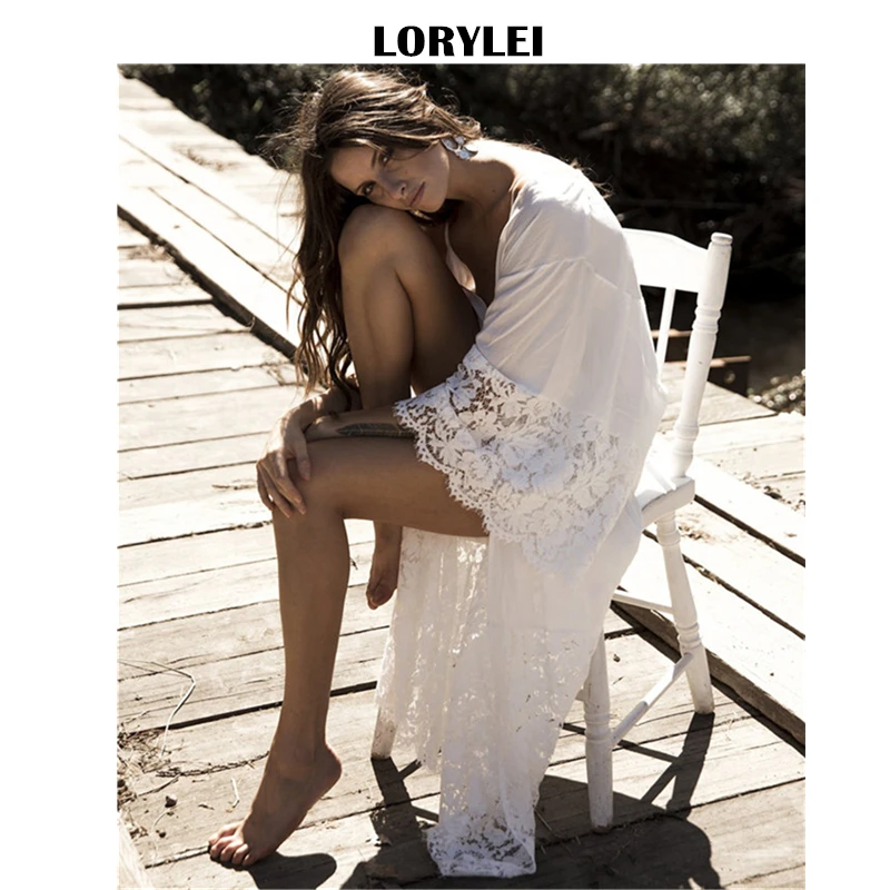 2019 Sexy See Through Patchwork women Summer Beach Wear Bikini Wrap Dress Swimwear Cover-ups Lace Tunic Swimsuit Cover Up WN847 |