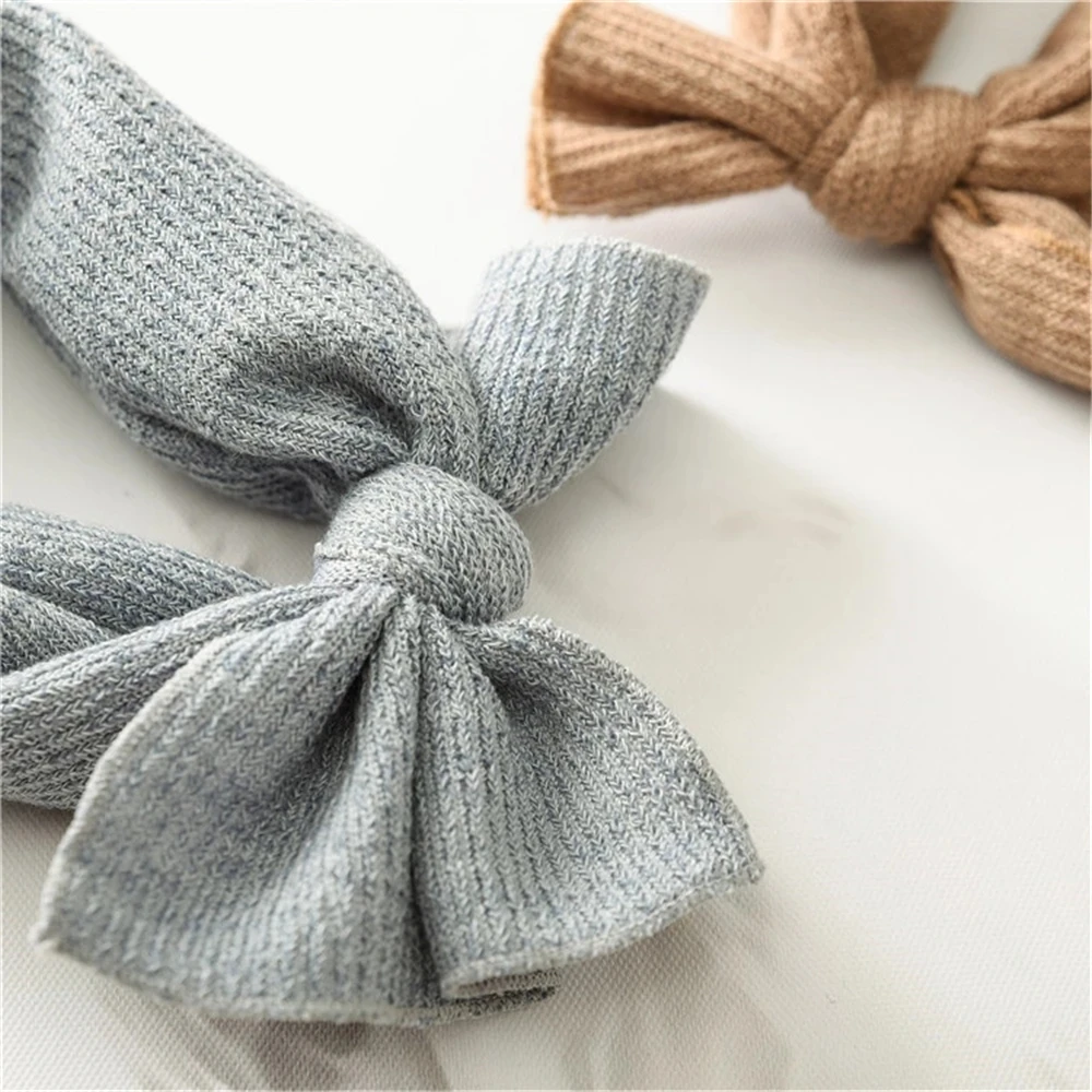 

Baby Headbands Newborn Bunny Kids Solid Turban Knot Bow Hair Bands Head Wrap Rabbit Knitted Headband Winter For Women 2020