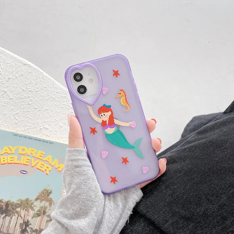 

Чехол с отверстием для любовной линзы Iphone11, мультяшный тисненый чехол для телефона iPhone 11, 12 Pro, 12 Mini, 6s, 7, 8Plus, мягкий силиконовый прозрачный че...