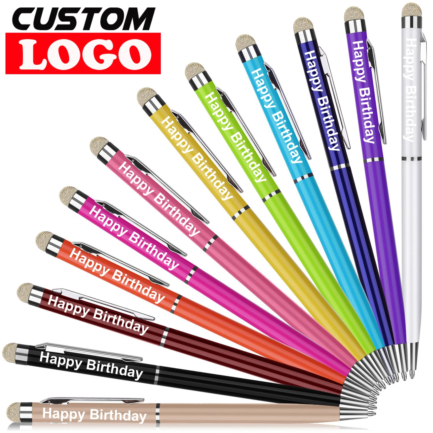 

2 In 1 Capacitive Touch Screen Microfiber Stylus Metal Roller Ballpoint Pen Gift For iPad iPhone Customized Logo Custom Name
