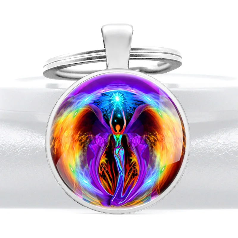 Модная чакра искусство религиозный ангел дизайн стеклянный купол подвеска