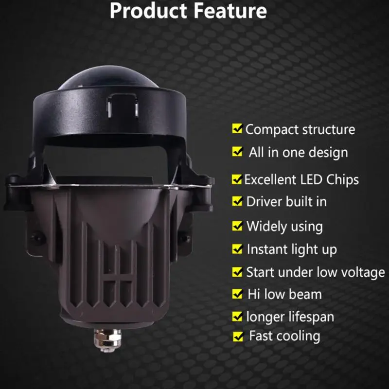 Универсальные двухобъективные светодиодные фары 3 дюйма 70 Вт для мотоцикла с