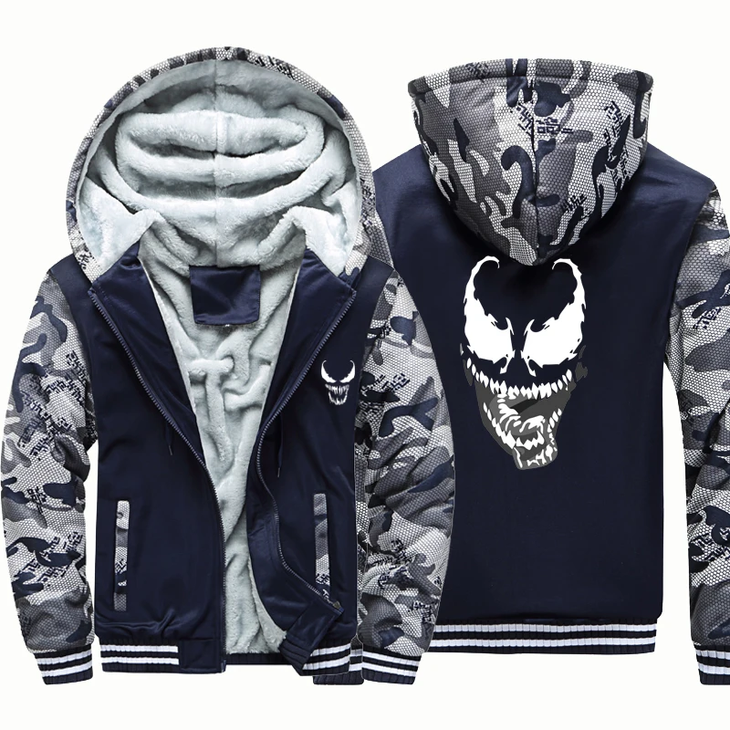 

Ветровка venom super hero, новая верхняя одежда, пальто, Мужская теплая толстовка, Мужская Толстая камуфляжная куртка с рукавом, Повседневная зимня...